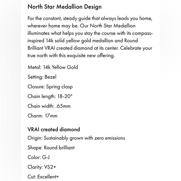 Vrai North Star Medallion NEW - Picture 2 of 6